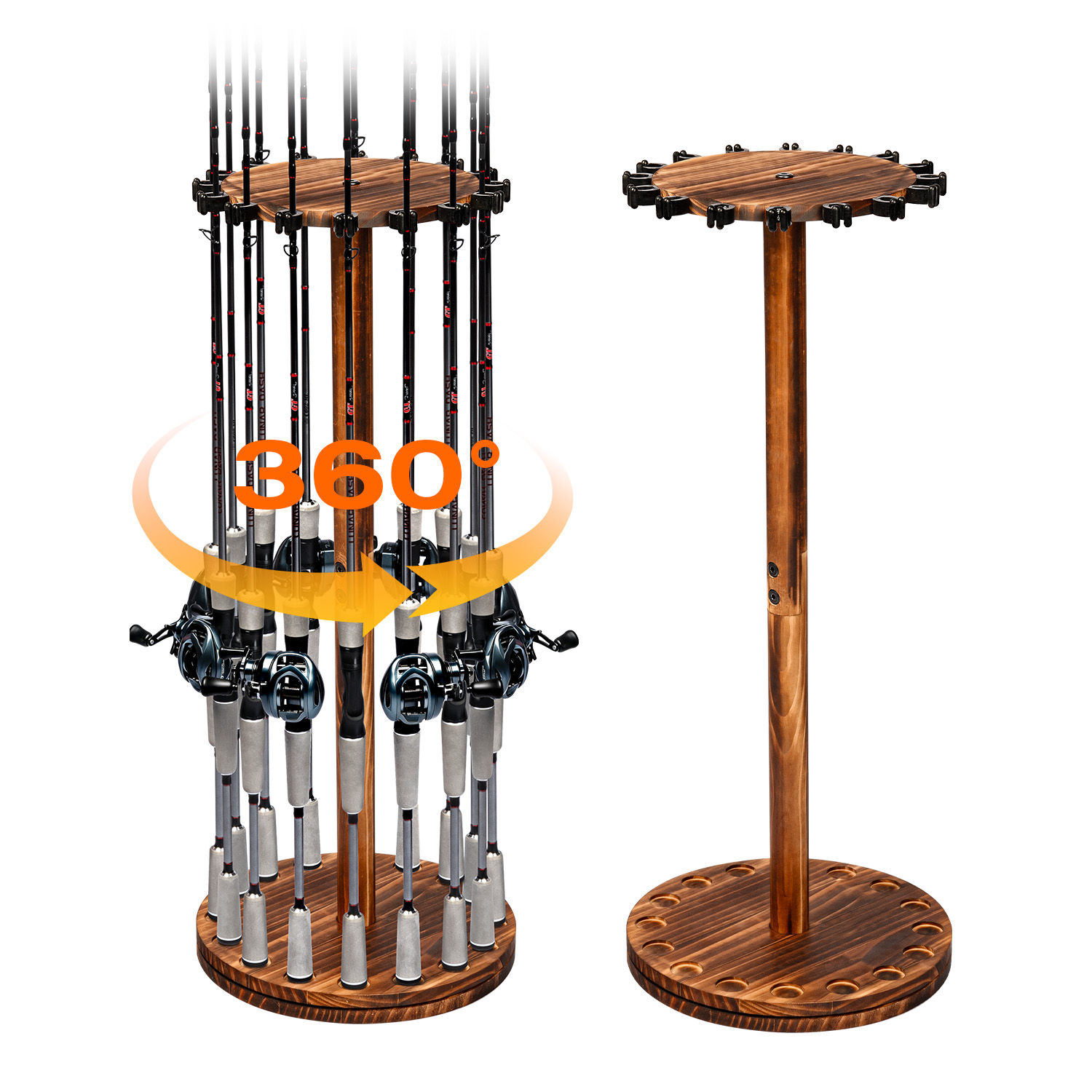 Round Carbonized Wood Fishing  - огляд і ціна Fishing Rod Rack
